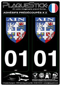 01 -Ain "Blason" Fond noir PlaqueStick