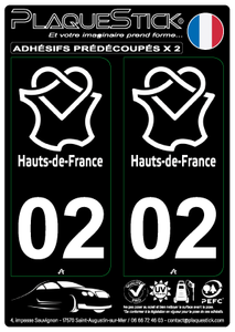 02 -Hauts-de-France "Blanc" Fond noir PlaqueStick