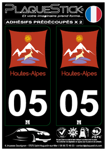 05 -Hautes-Alpes "Fond noir" PlaqueStick