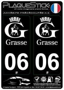 06 -Grasse "Blanc" Fond noir PlaqueStick