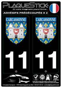 11 -Carcassonne "Blason" Fond noir PlaqueStick