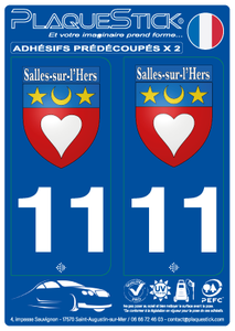 11 -Salles-sur-l'Hers "Blason" PlaqueStick