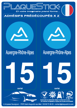 15 -Auvergne-Rhône-Alpes PlaqueStick