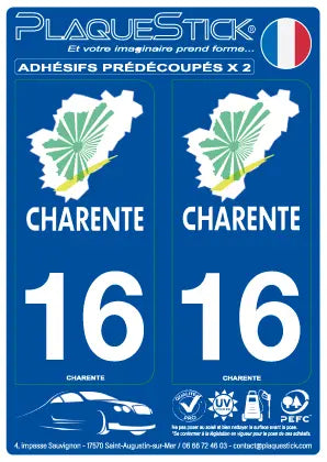 16 -Charente PlaqueStick