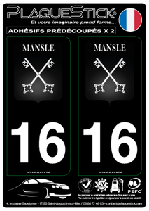 16 -Mansle "Blason" Fond noir PlaqueStick