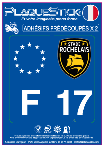 17 -La Rochelle "Stade Rochelais" Moto PlaqueStick