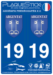 19 -Argentat "Blason" PlaqueStick