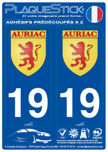 19 -Auriac "Blason" PlaqueStick