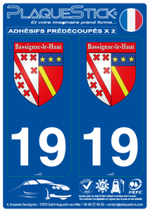 19 -Bassignac-le-Haut "Blason" PlaqueStick