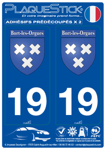 19 -Bort-les-Orgues "Blason" PlaqueStick