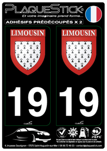 19 -Limousin "Blason" Fond noir PlaqueStick