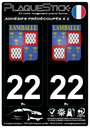 Autocollant Blason De Lamballe (22) - Sticker Adhésif Neuf Pour Voiture, Casier...