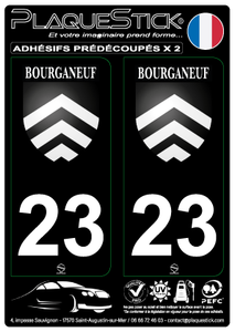 23 -Bourganeuf "Blason" Fond noir PlaqueStick