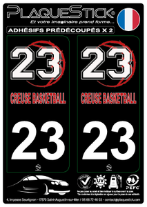 23 -La Creuse "Basketball 23" Fond noir PlaqueStick