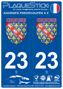 23 -La Creuse "Blason" PlaqueStick