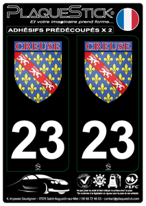23 -La Creuse "Blason" Fond noir PlaqueStick