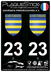 23 -La Souterraine "Blason" Fond noir PlaqueStick