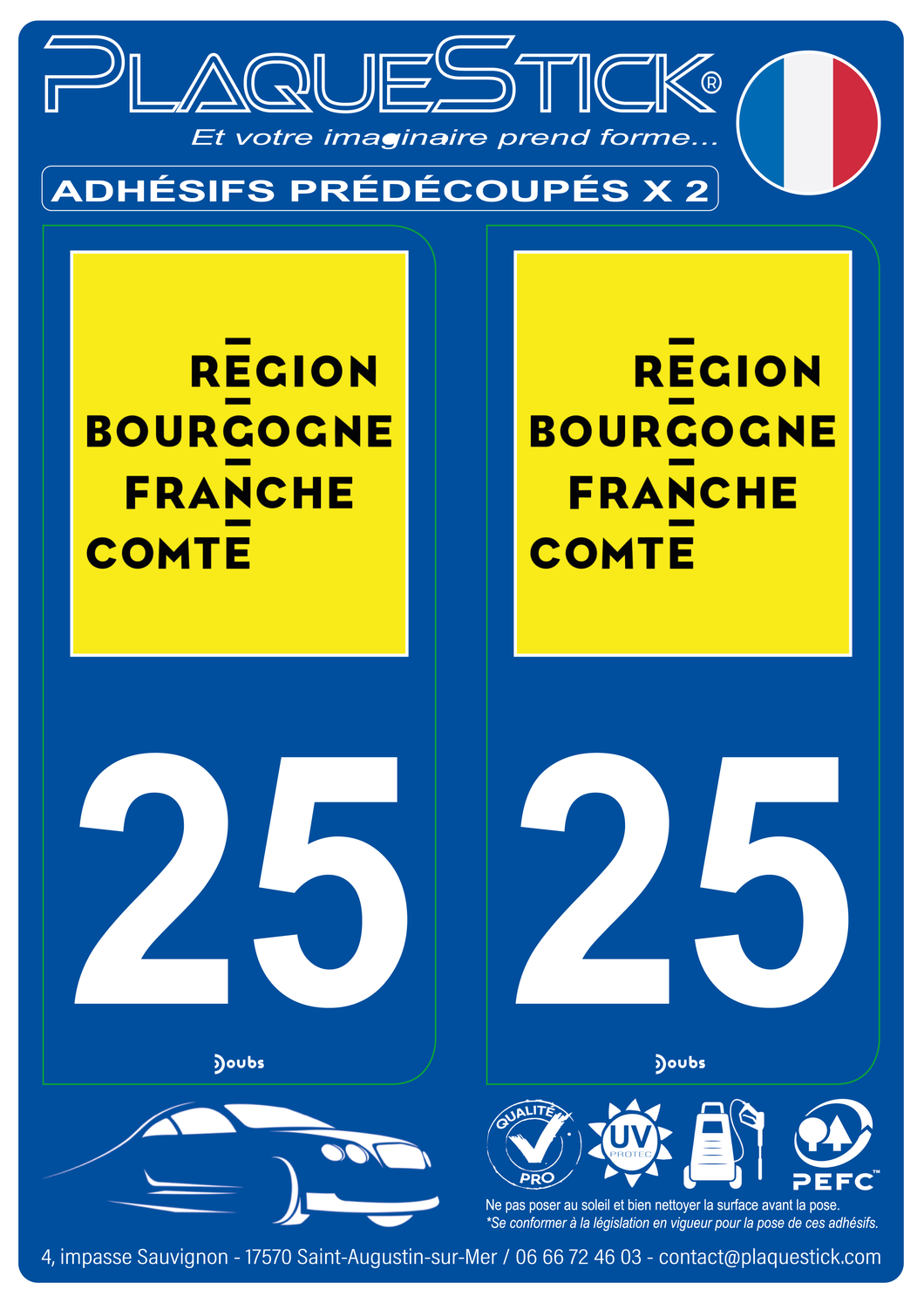 25 -Bourgogne-Franche-Comté PlaqueStick