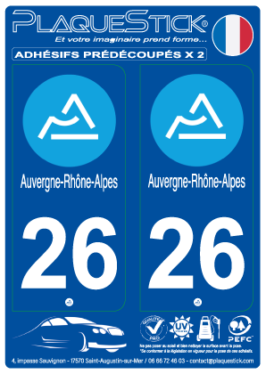 26 -Auvergne-Rhône-Alpes PlaqueStick