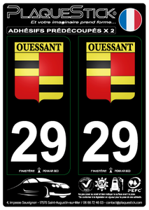 29 -Île d'Ouessant "Blason" Fond noir PlaqueStick