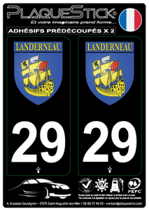 29 -Landerneau "Blason" Fond noir PlaqueStick