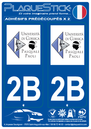 2B -Université de Corse PlaqueStick