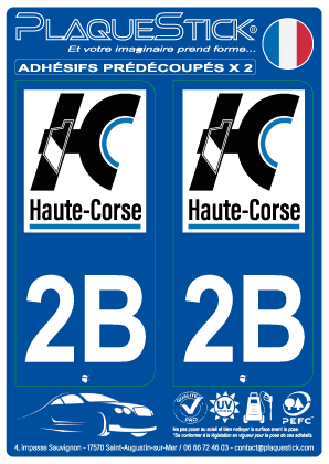 2B -Haute Corse PlaqueStick