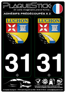 31 -Bagnères-de-Luchon "Blason" Fond noir PlaqueStick