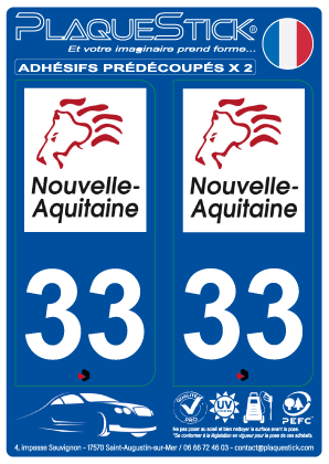 33 -Nouvelle-Aquitaine PlaqueStick