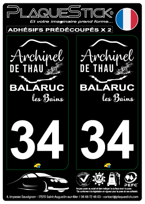 34 -Balaruc-les-Bains - Archipel-de-Thau, Fond noir PlaqueStick
