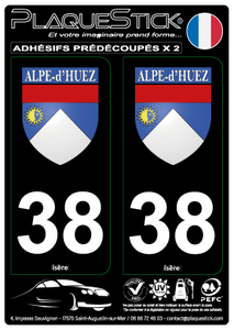 38 -Alpe-d'Huez "Blason" Fond noir PlaqueStick