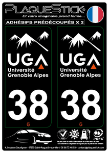 38 -Grenoble-Alpes-Université "UGA" Fond noir PlaqueStick