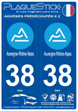 38 -Auvergne-Rhône-Alpes PlaqueStick