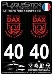 40 -Dax "U.S." Fond noir PlaqueStick