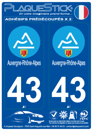 43 -Auvergne-Rhône-Alpes PlaqueStick
