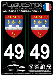 49 -Saumur "Blason" Fond noir PlaqueStick
