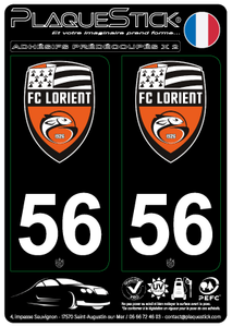 56 -Lorient "FC" Fond noir PlaqueStick