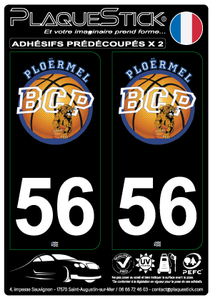 56 -Ploërmel "Basket Club" Fond noir PlaqueStick