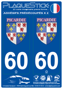 60 -Picardie "Blason" PlaqueStick