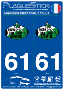 61 -Argentan "Rugby Club" PlaqueStick