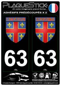 63 -Clermont-Ferrand "Blason" Fond noir PlaqueStick