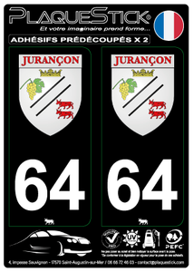 64 -Jurançon "Blason" Fond noir PlaqueStick