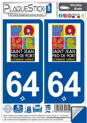 64 -Saint-Jean-Pied-de-Port PlaqueStick