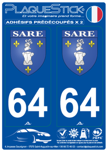 64 -Sare "Blason" PlaqueStick
