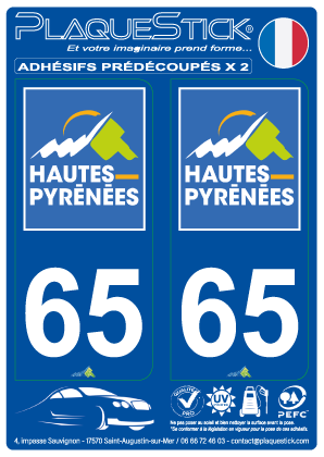 65 -Hautes-Pyrénées PlaqueStick