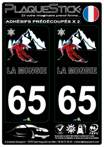 65 -La Mongie "Fond noir" PlaqueStick