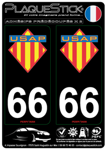 66 -Perpignan "USAP" Moto, Fond noir PlaqueStick