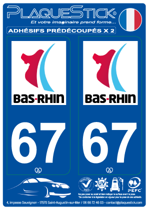 67 -Bas-Rhin PlaqueStick