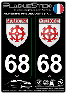 68 -Mulhouse "Blason" Fond noir PlaqueStick
