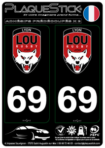 69 -Lyon "LOU" Fond noir PlaqueStick